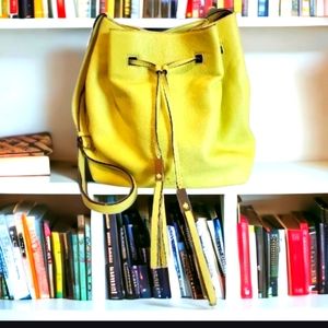 Kate Spade New York Canary Yellow Leather Crossbody Draw String Bag